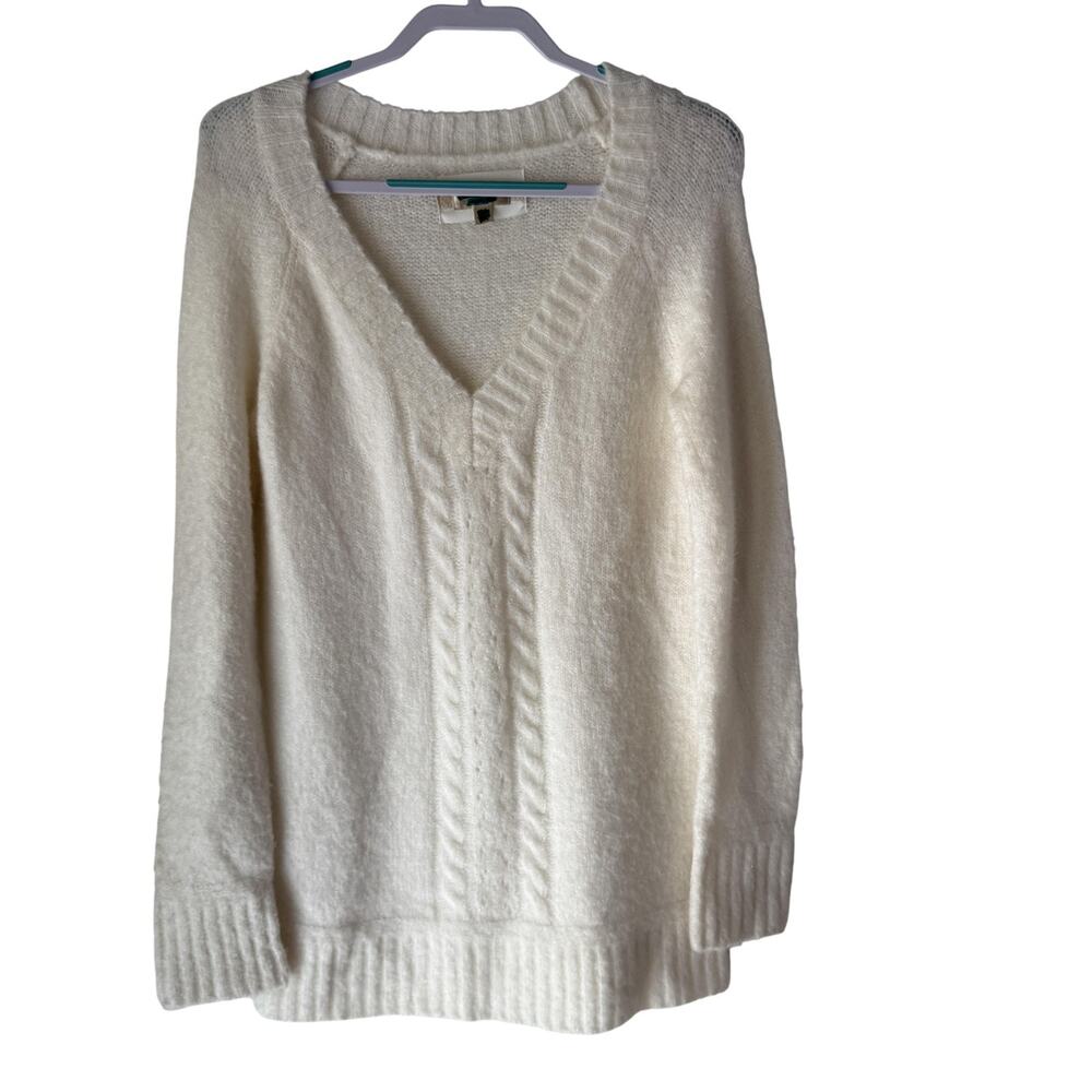 Limited Too Sweater Y2k Plus 20 Ivory White V Neck Pullover Cable Knit Soft Cozy